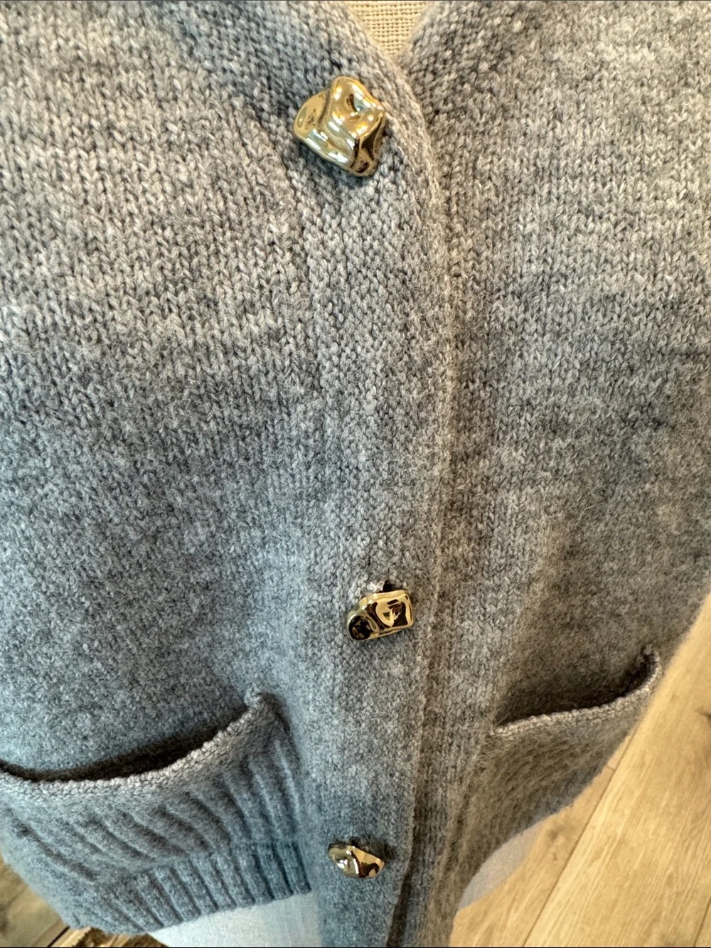 Divided Heather Gray Button-Front V-Neck Cardigan - Picture 2 of 4
